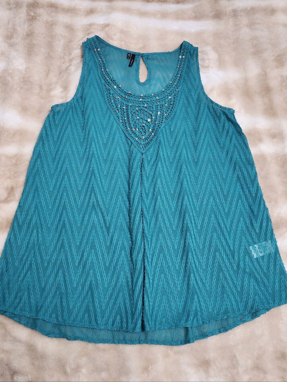 Maurices Western Sleeveless Top Textured With Bling Accent